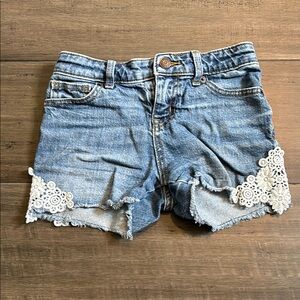 Cat & Jack Blue and White Jean Shorts with Lace Trim